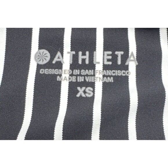 Athleta Leggings BLACK WHITE Stripe Contender 7/8 Tight Powerlift Pockets Sz XS - Picture 7 of 12